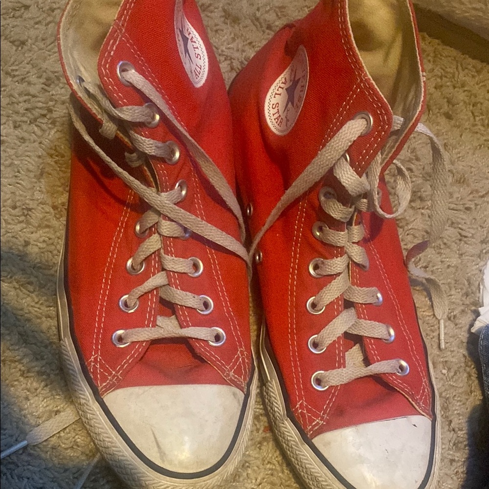 Converse Red High-Top Sneakers with White Accents